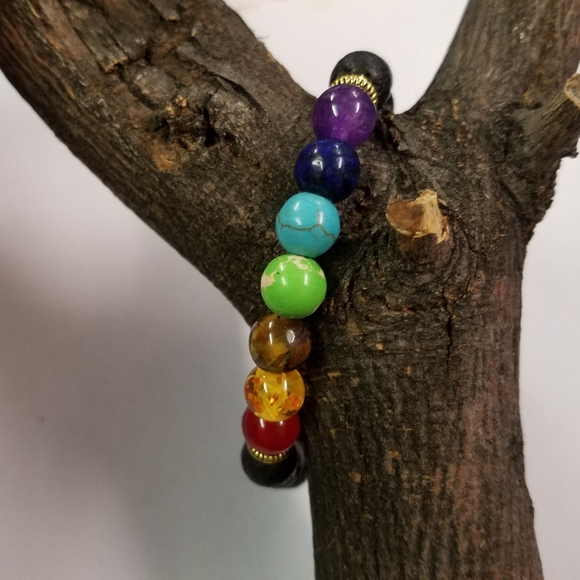 Healing 7 Chakras Volcanic Stone Energy Bracelet At Best Price In - Foto 9